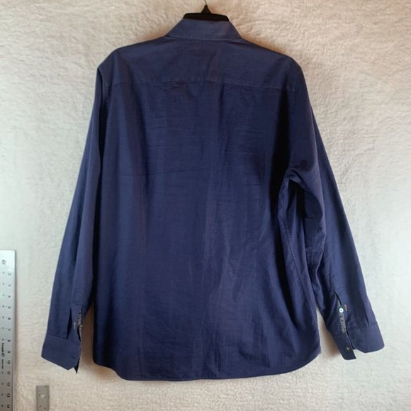 Ted Baker Shirt Men's 5 Purple Blue Cotton Stretch Collared Classic Button-Up - Picture 8 of 9
